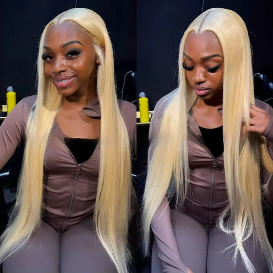 12-40Inch 613 Blonde Straight Human Hair Wigs DIY Colors